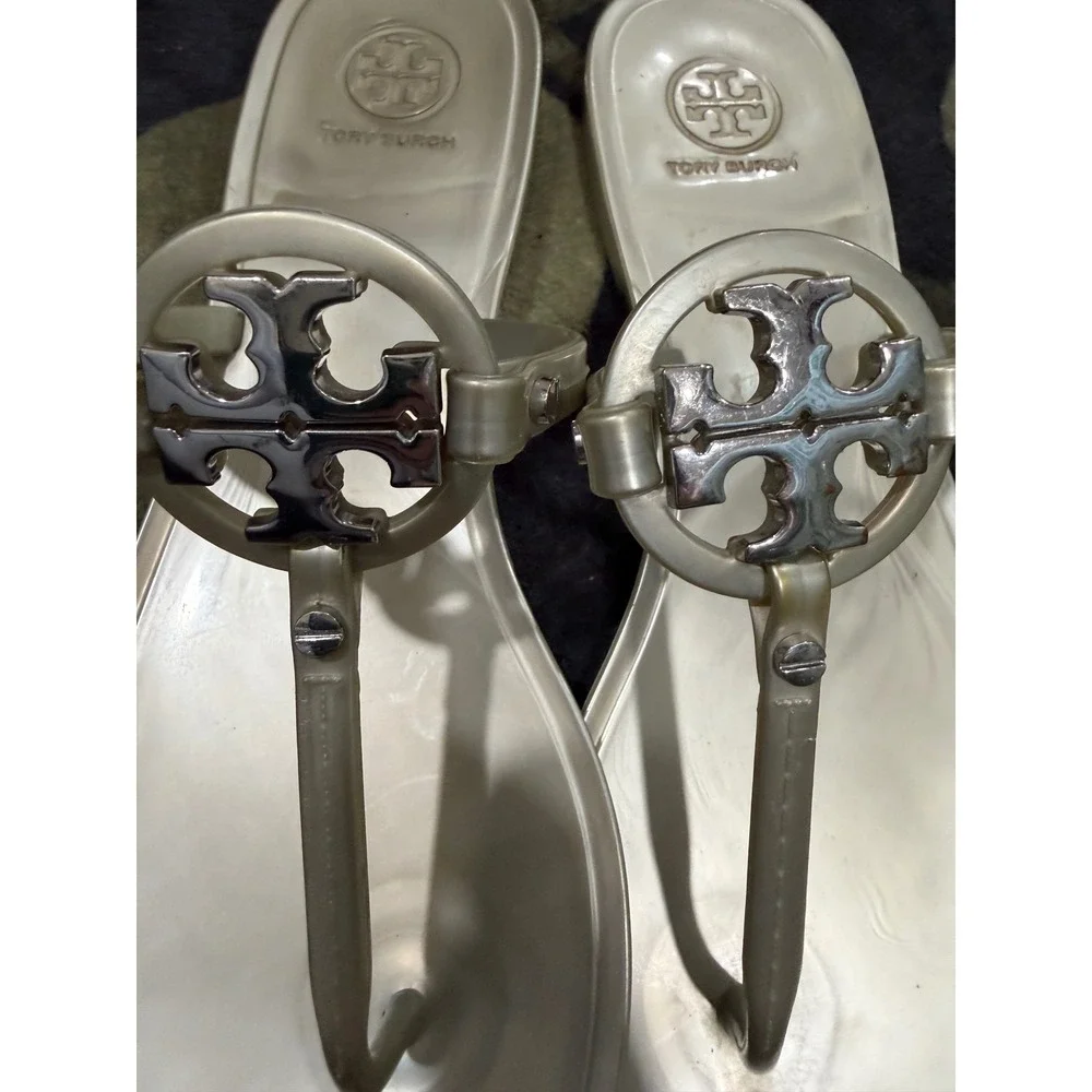Tory Burch Miller Jelly Thong Sandals silver 51148678 Womens 9